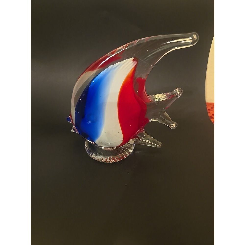 Vintage‎ Jamaican Glass Angel Fish, Red,blue, White